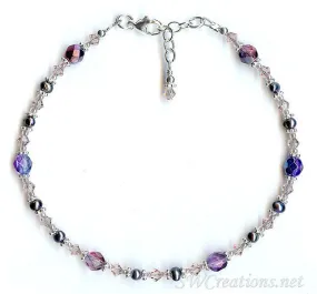 Vintage Rose Mauve Pearl Crystal Anklet