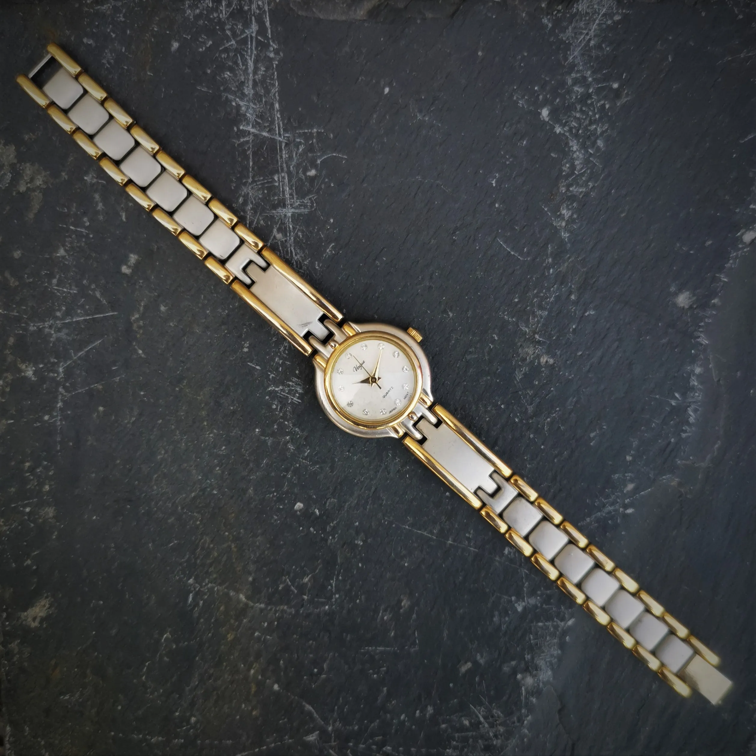 Vintage Women's Vogue Chrome And Gold Plated Quartz Watch