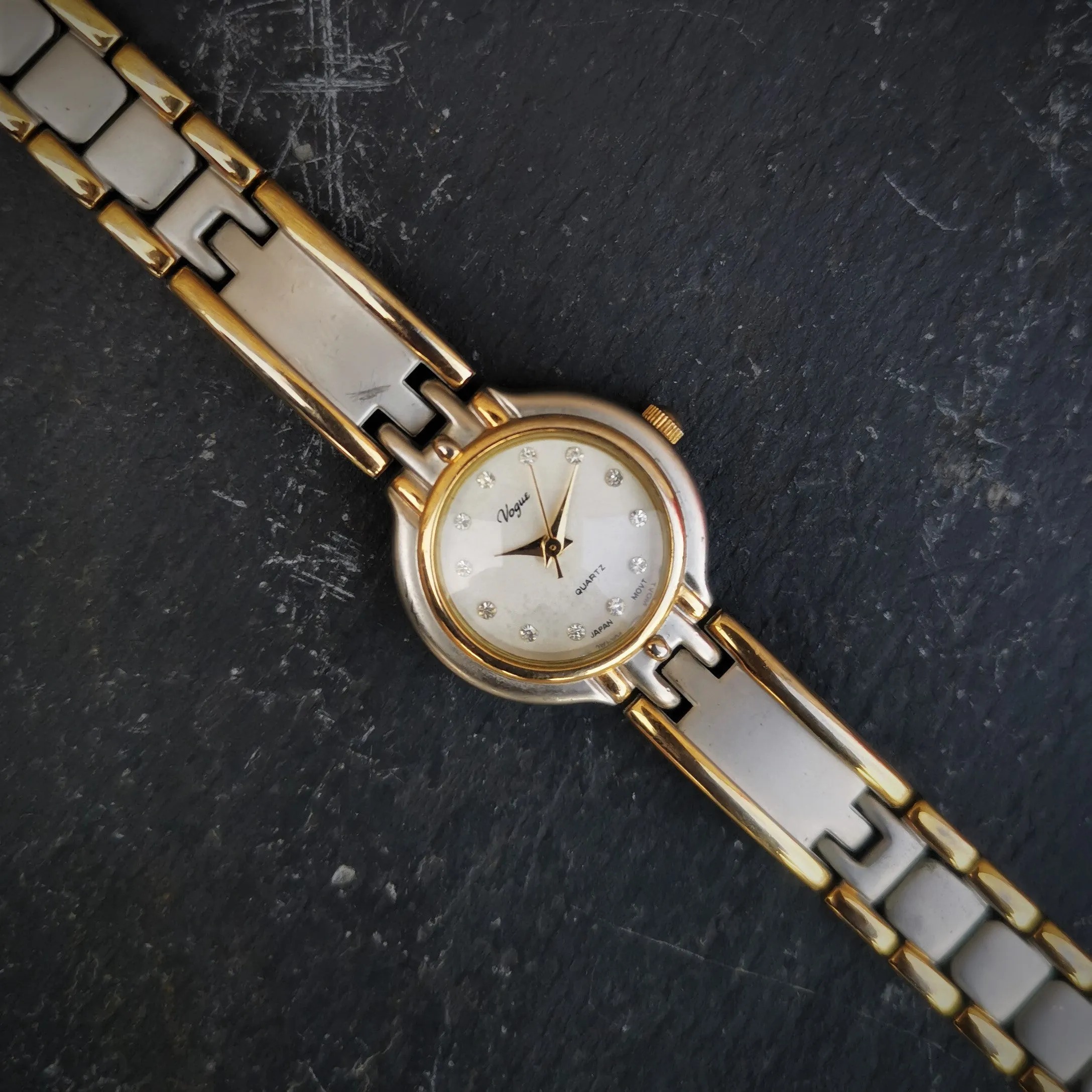 Vintage Women's Vogue Chrome And Gold Plated Quartz Watch