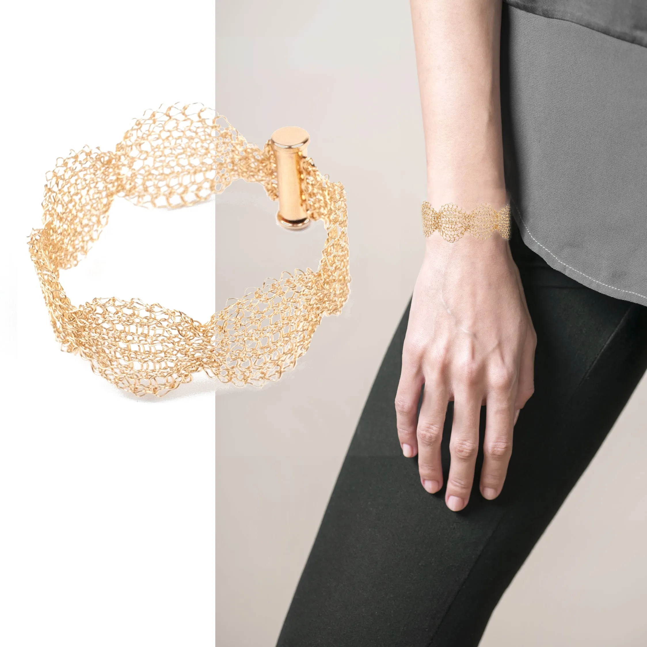 Wavy gold cuff bracelet