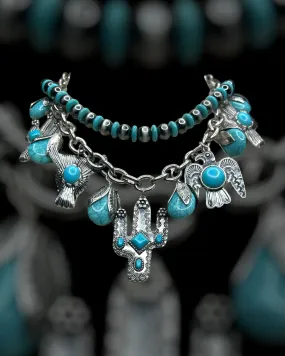 Whiskey Turquoise Western Charm Necklace