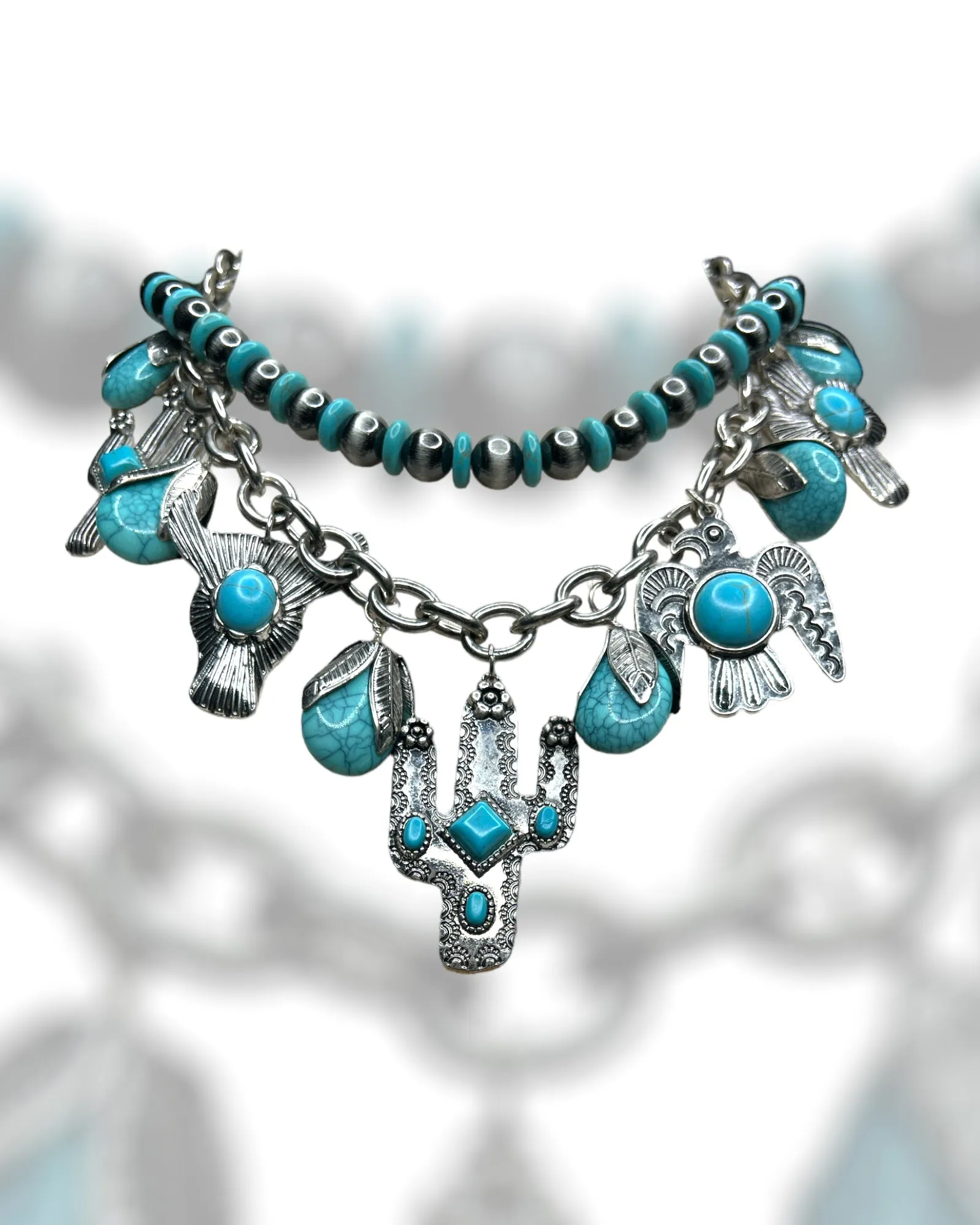 Whiskey Turquoise Western Charm Necklace