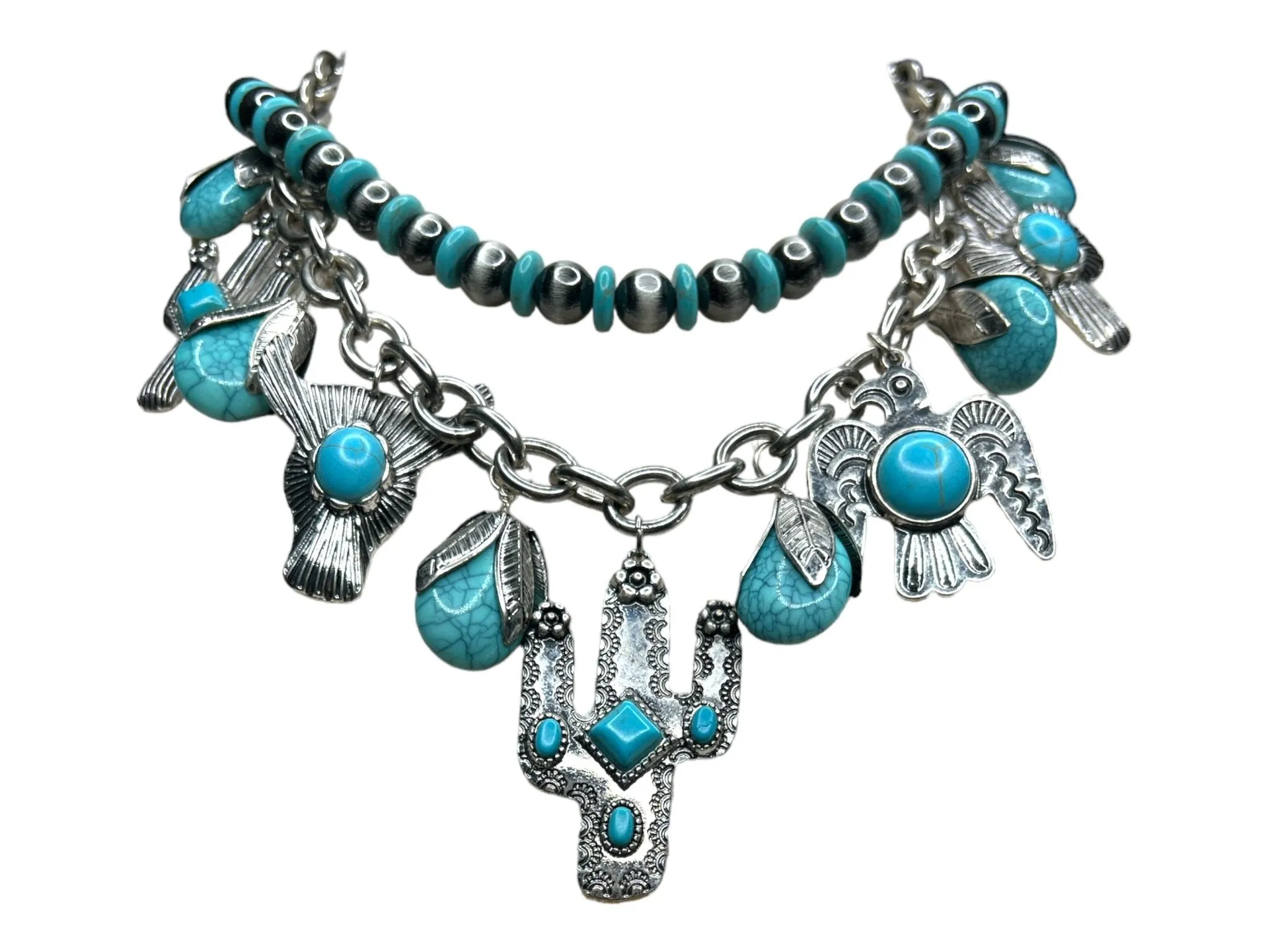 Whiskey Turquoise Western Charm Necklace