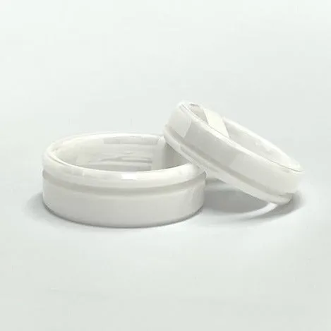 White Ceramic Ring Blank Offset Channel