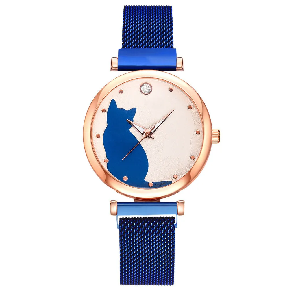 Women's Cat Quartz Watch Bracelet Set