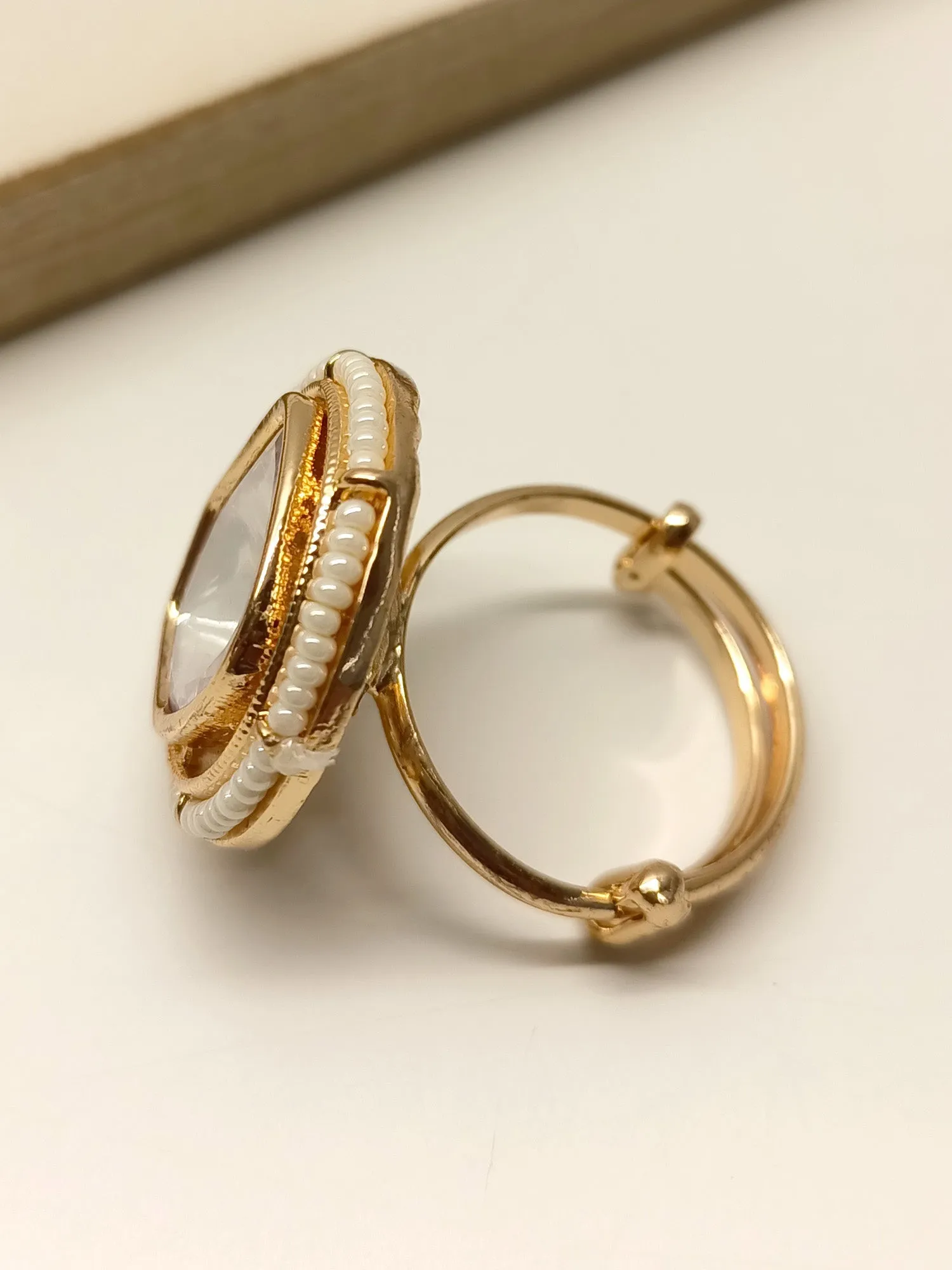 Yohanna White Kundan Finger Ring