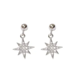 Zircon Eight-star Pendant Silver Studs Earrings for Women