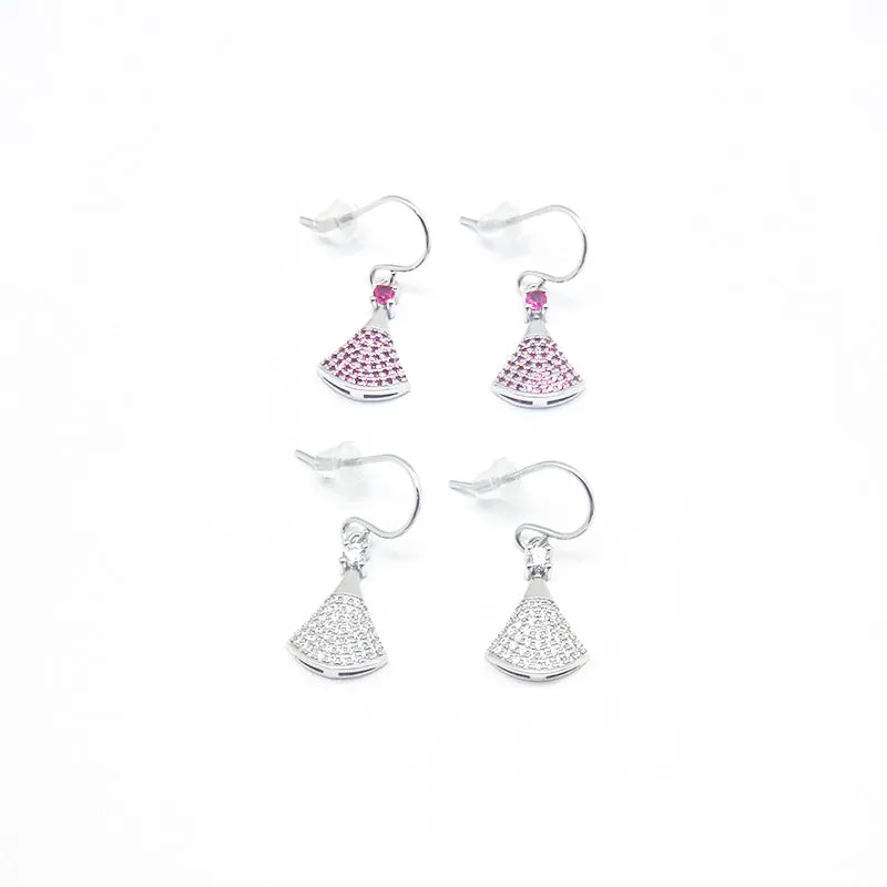 Zircon Skirt Silver Hook Earrings