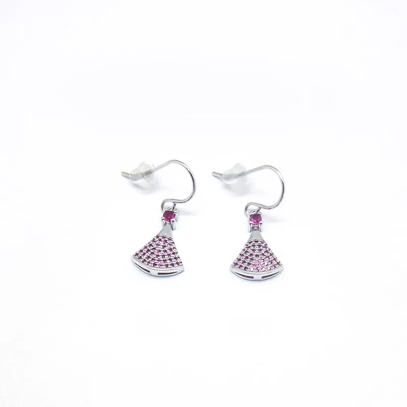 Zircon Skirt Silver Hook Earrings