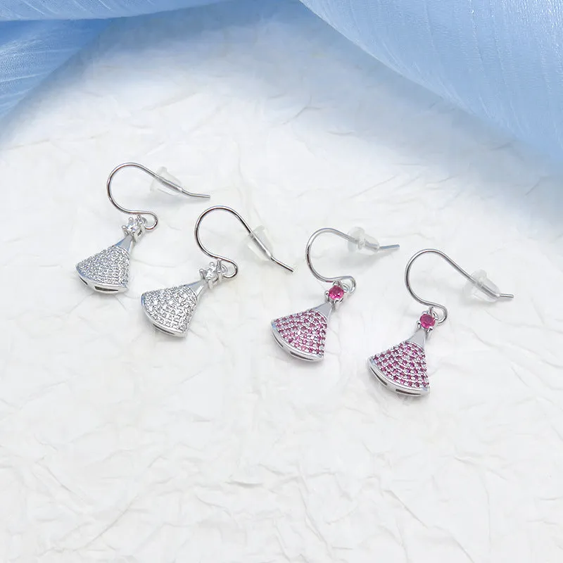 Zircon Skirt Silver Hook Earrings