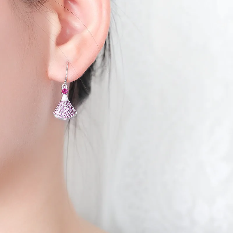 Zircon Skirt Silver Hook Earrings