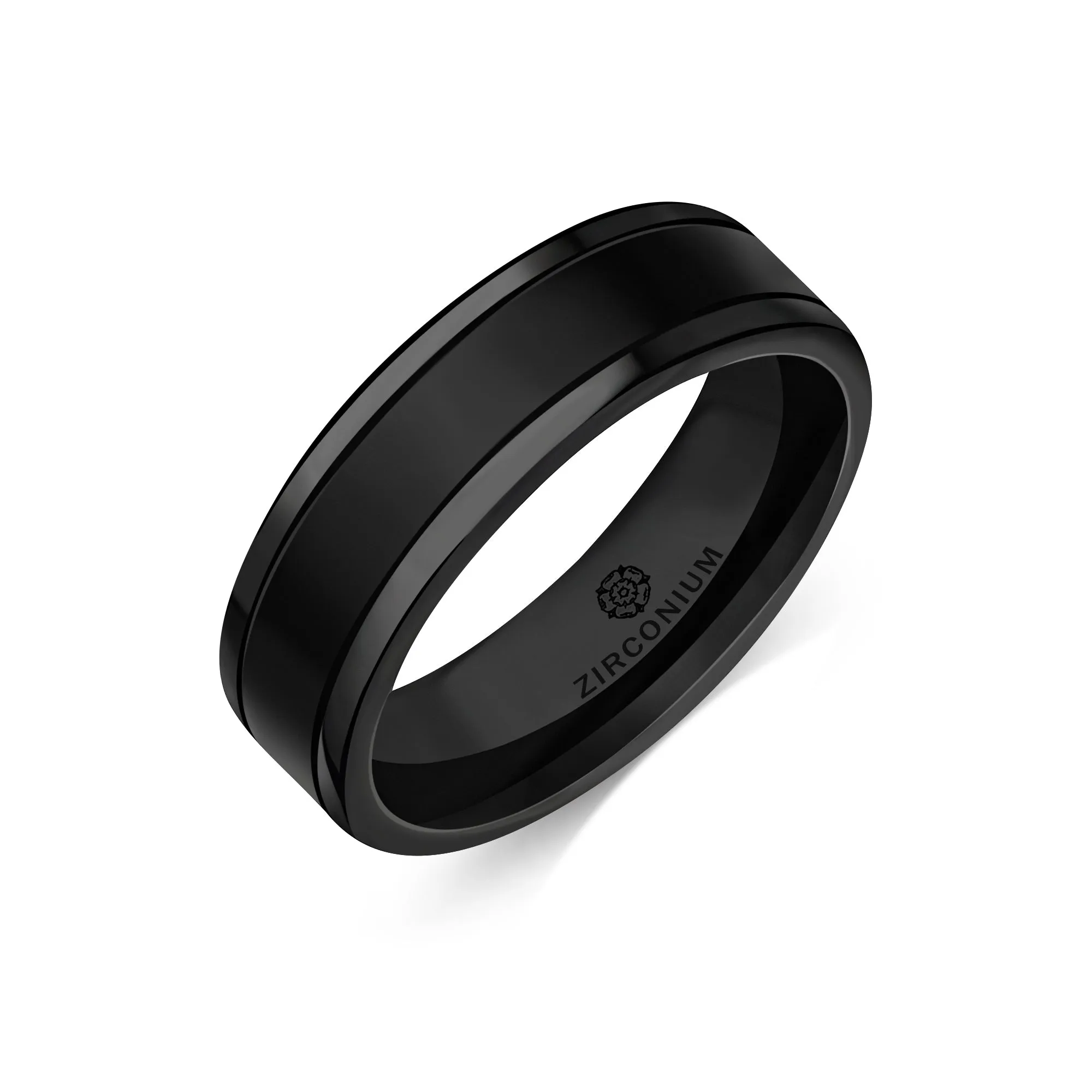 Zirconium Flat Court Grooved Ring