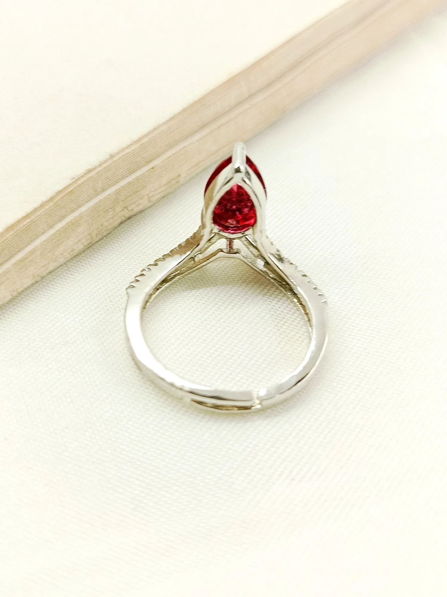 Zufra Maroon American Diamond Finger Ring