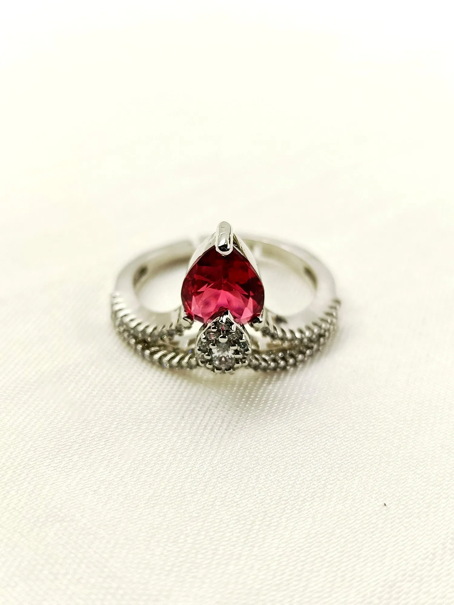 Zufra Maroon American Diamond Finger Ring